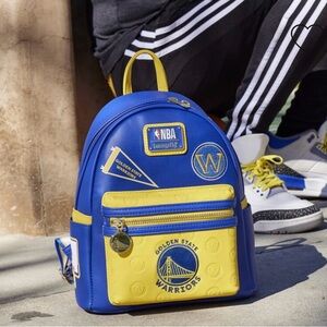 NWT Loungefly NBA Golden State Warriors Patch Icons Mini Backpack